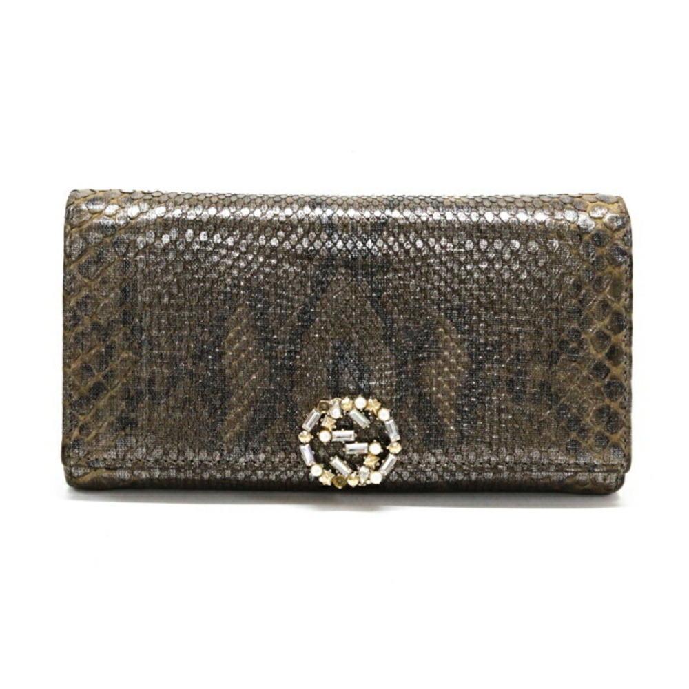 Gucci Continental Wallet Python Leather Gg Sparkl… - image 2